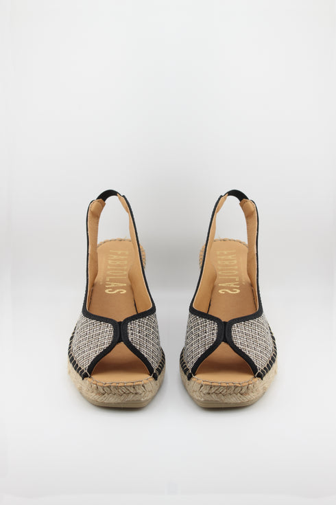 Fabiolas Peep-Toe Woven Espadrille Slingback Wedges